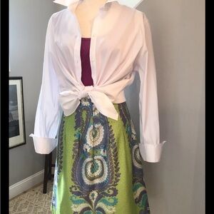 VERA NEUMANN-ANTHROPOLOGY “WE LOVE VERA” BOHO 70’s Skirt Green PAISLEY SMALL Sz6